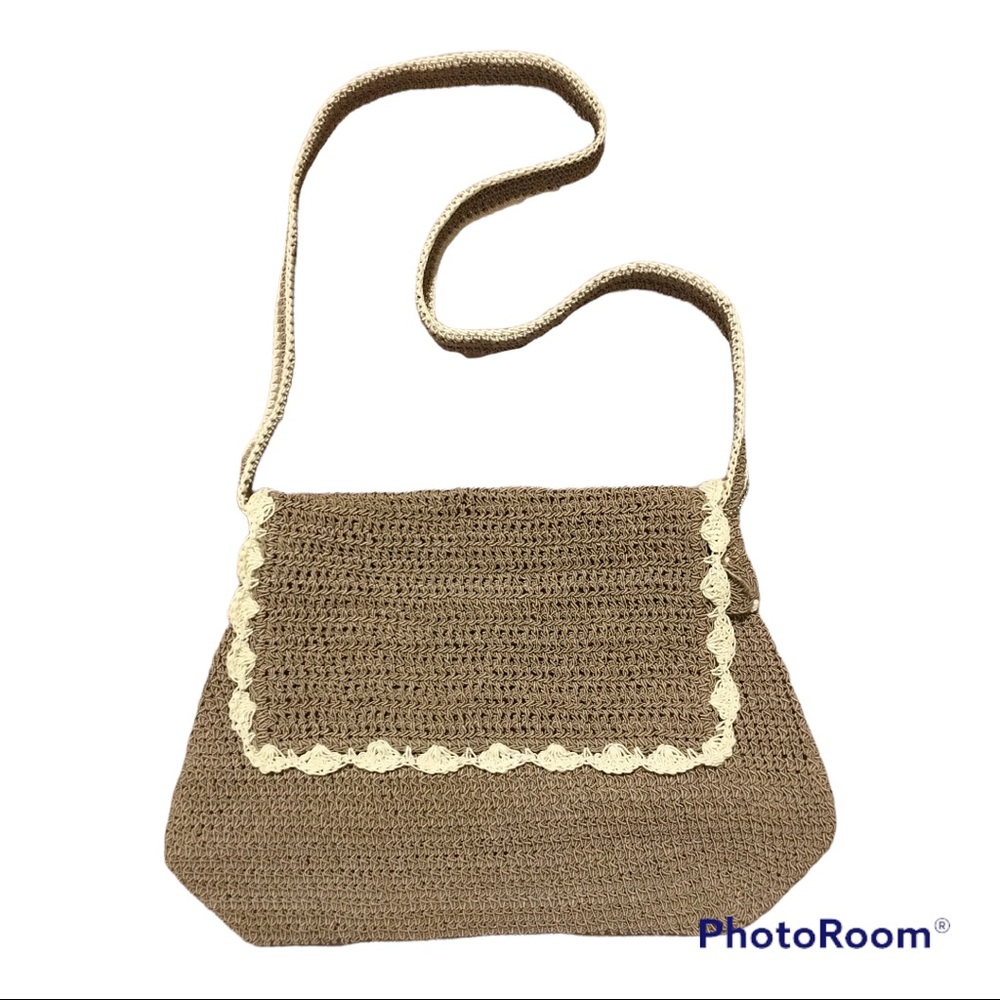 NWOT | Shoulder/Satchel Bag | Boho | Crochet/Knit | Women’s | Brown-Crem…